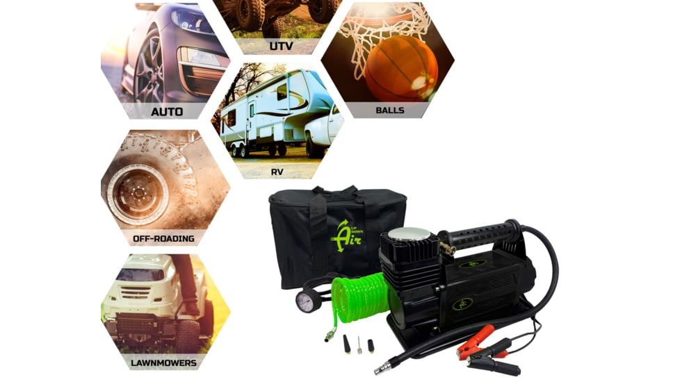 Up Down Air Air Compressor System 5.6 CFM With Storage Bag, Hose &amp; Attachments - Single Motor, Yellow/Black, 12089917