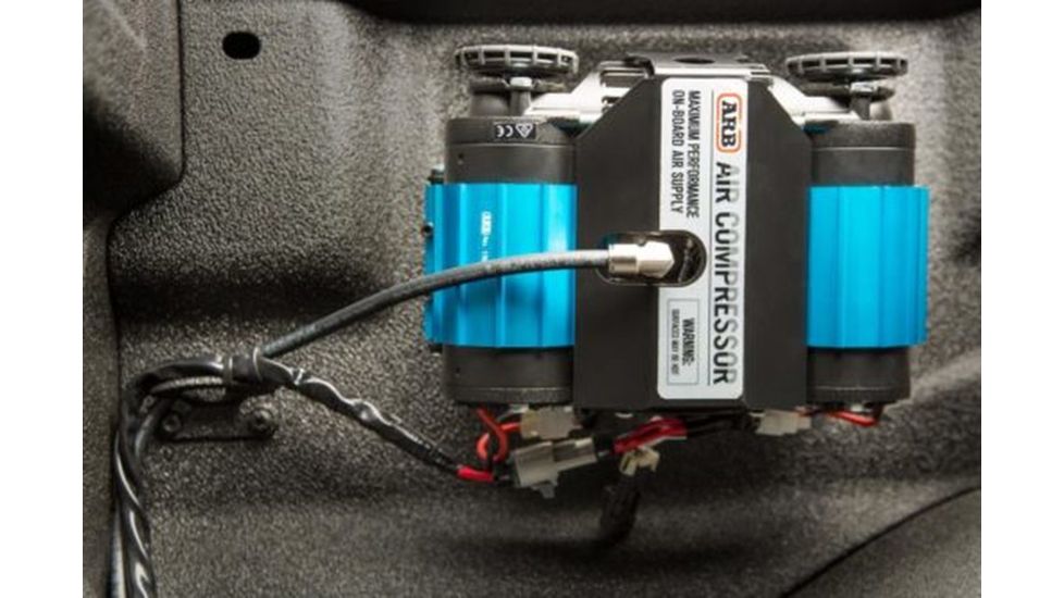 Up Down Air Compressor Mount &amp; Connection Kit, Ford Truck, F Series Bed w/ Locking Tie Downs for ARB Dual Air Compressor, Gray, 22-0318