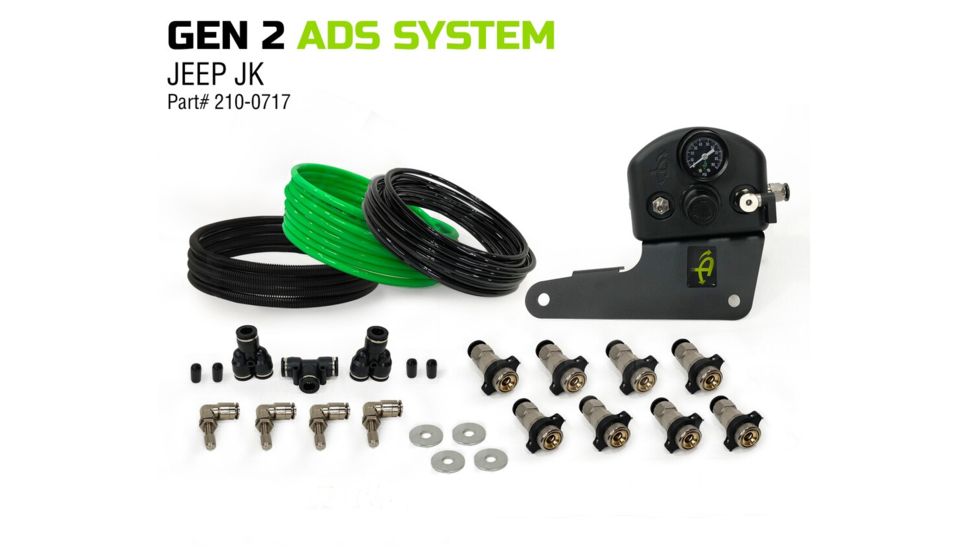 Up Down Air Gen II Air Delivery System, Jeep Wrangler JK &amp; JKU, Front Engine, Black, 210-0717