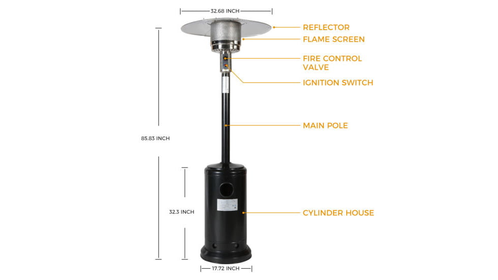 Upland Mushroom 46,000 BTU Patio Heater, Black, Medium, UJN-IO01-BK