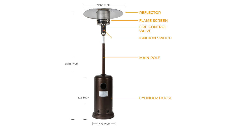 Upland Mushroom 46,000 BTU Patio Heater, Bronze, Medium, UJN-IO07-HB