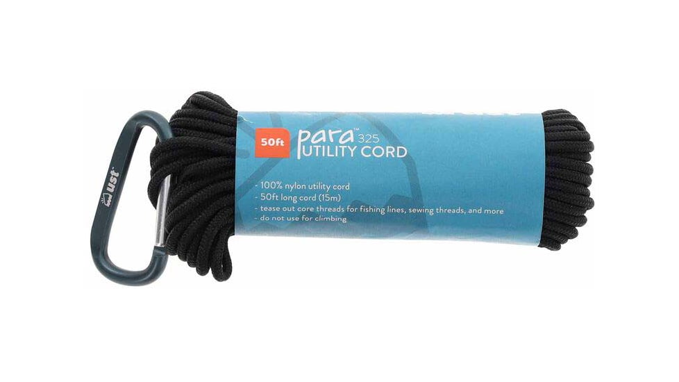 UST 50-Foot Paracord 325, Black, 20-3X50-20