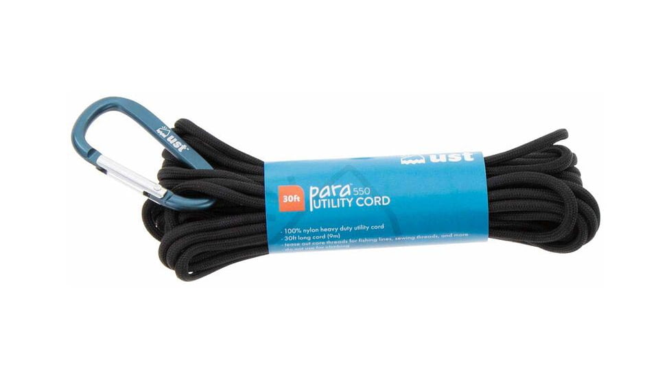 UST Para 1100 Hank, 30 foot Heavy Duty Paracord, Black, 1149167