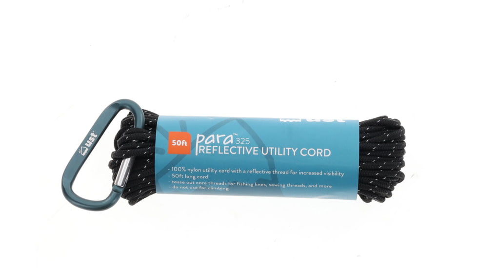 UST Paracord 325 Utility 50 ft, Black Reflective, 1147122