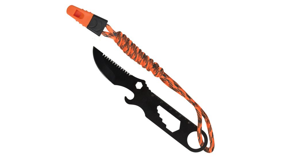 UST ParaKnife 2.0 PRO w/ParaTinder Utility Cord, Fire Starter, Whistle, Black/Orange 20-12240