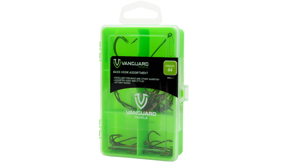 Vanguard Bass Fishing Hook Assortment, 44 Pieces, VBHA-1