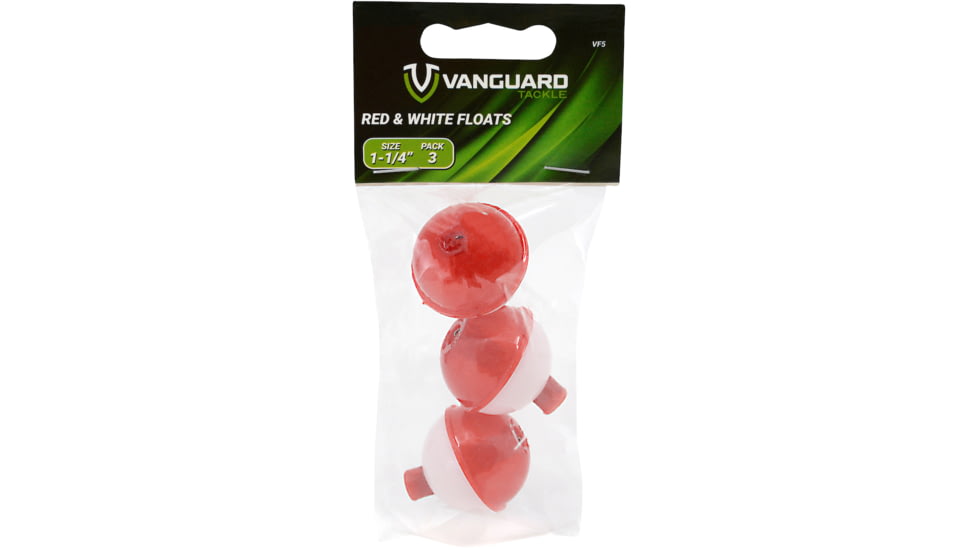 Vanguard Red/White Fishing Floats, 1-1/4in, 3-Pack, VF5