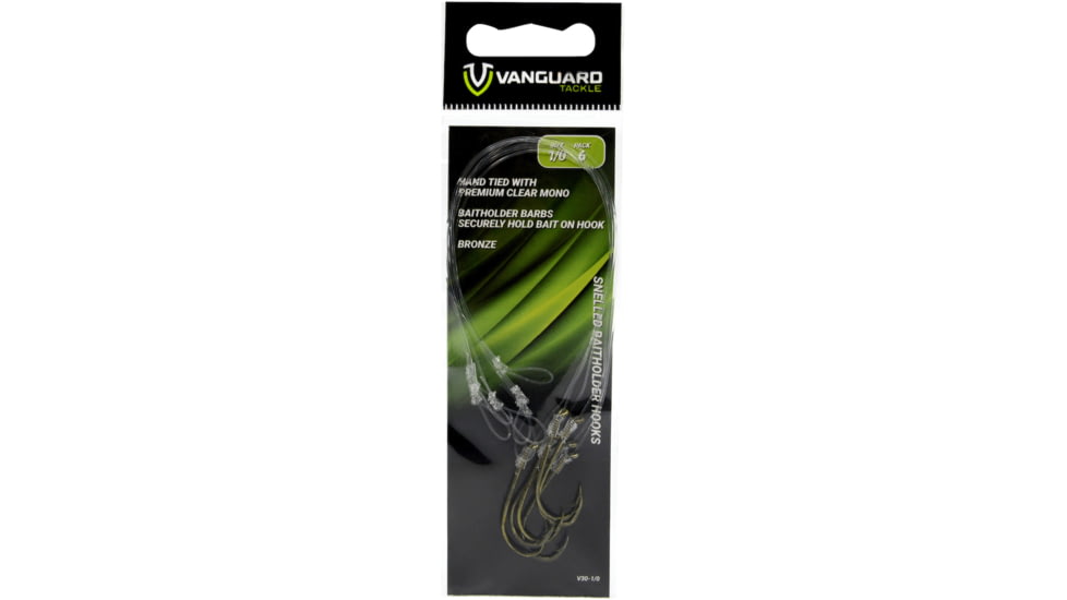 Vanguard Snelled Aberdeen Fishing Fishing Hook, Size 10, 6-Pack, V126AG-10