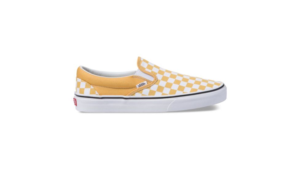 Vans Classic Checkerboard Slip-On Shoes, Ochre/True White, 5, VN0A38F7QCP-CB-O/TW-5