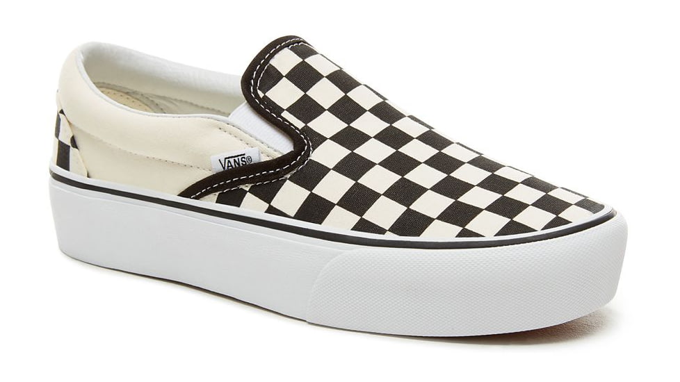 Vans Classic Slip-On Platform, Black and White Checkerboard, 5, VN00018EBWW-BWW-5