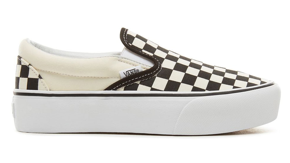 Vans Classic Slip-On Platform, Black and White Checkerboard, 5, VN00018EBWW-BWW-5
