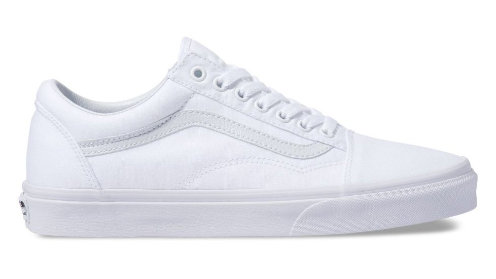 Vans Old Skool Shoes, 10.5 US M/12 US W, True White, VN000D3HW00-WHITE-10.5
