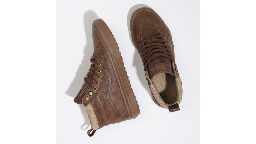 Vans SK8-Hi MTE Shoes, Leather/Brown/Herringbone, Mens 6.5, Womens 8, VN0A33TXRJ2-M BROWN-6.5