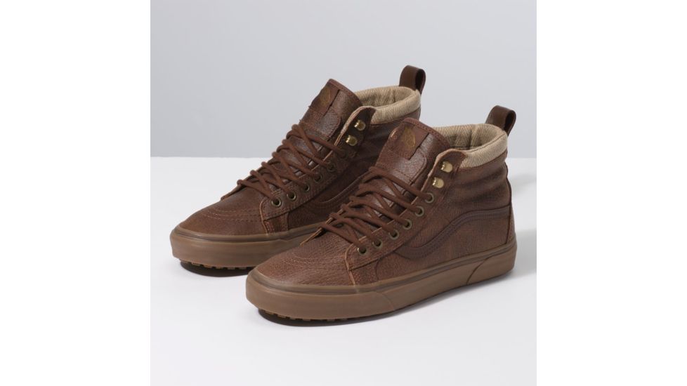 Vans SK8-Hi MTE Shoes, Leather/Brown/Herringbone, Mens 6.5, Womens 8, VN0A33TXRJ2-M BROWN-6.5