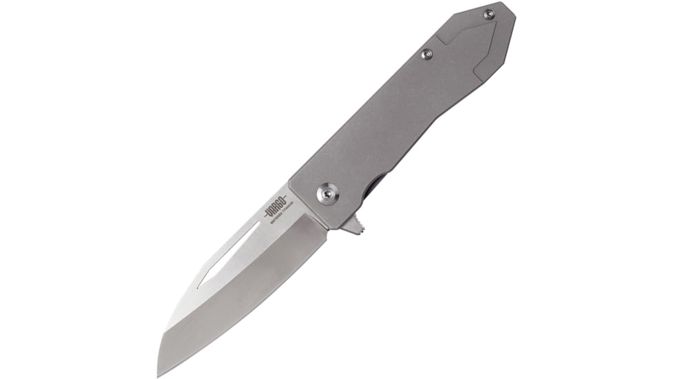Vargo SOBATA 398 Titanium Framelock Folding Knife, 3 sintered titanium ceramic silver alloy blade, Titanium handle, T-500