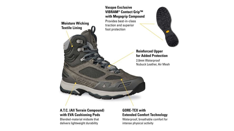 Vasque Breeze AT GTX Hiking Shoes - Womens, Gargoyle/Dark Slate, 7 US, Wide, 07023W 070