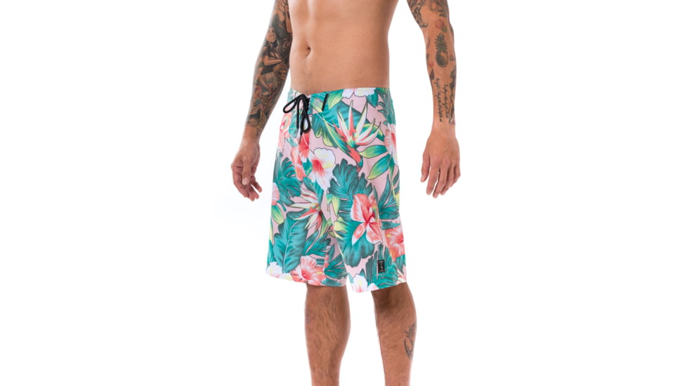 Vast Hibiscus Men's Boardshort, Pink Multi, B3239