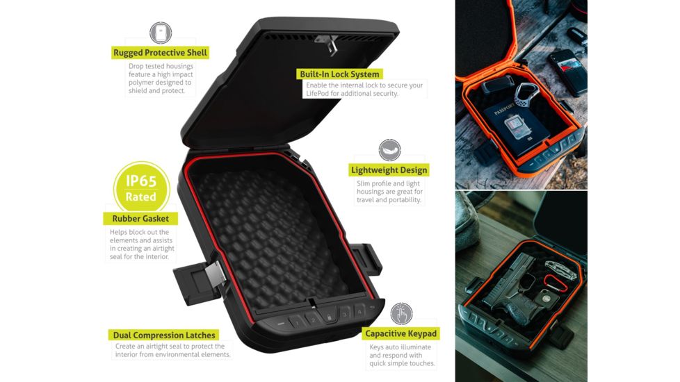 Vaultek Safe LifePod Rugged Airtight Weather Resistant Storage with Built-in Lock, Titanium Gray VLP1.0-TG