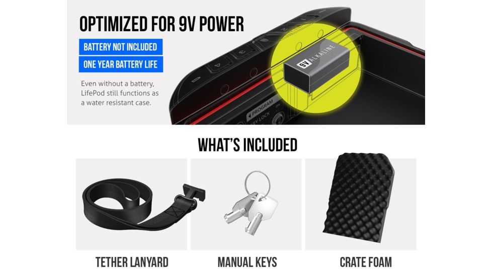 Vaultek Safe LifePod Rugged Airtight Weather Resistant Storage with Built-in Lock, Titanium Gray VLP1.0-TG