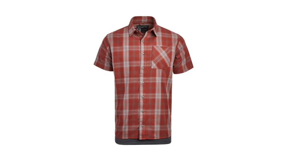 Vertx Guardian Stretch Short Sleeve Shirt - Mens, Mahogany Block Plaid, Large/Regular, 1432 MBP Large