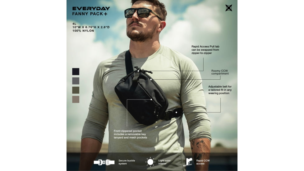 Vertx Everyday Fanny Pack +, Black, Fanny Pack, F1 VTX5277 BK NA N/A
