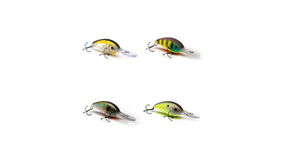 Vexan 4-Pack Verns Stoneroller 10 Crankbait Lures, Kit 2, Clear/Yellow/Green/Black, 10 ft, Variety #2 VS 4-PK 10