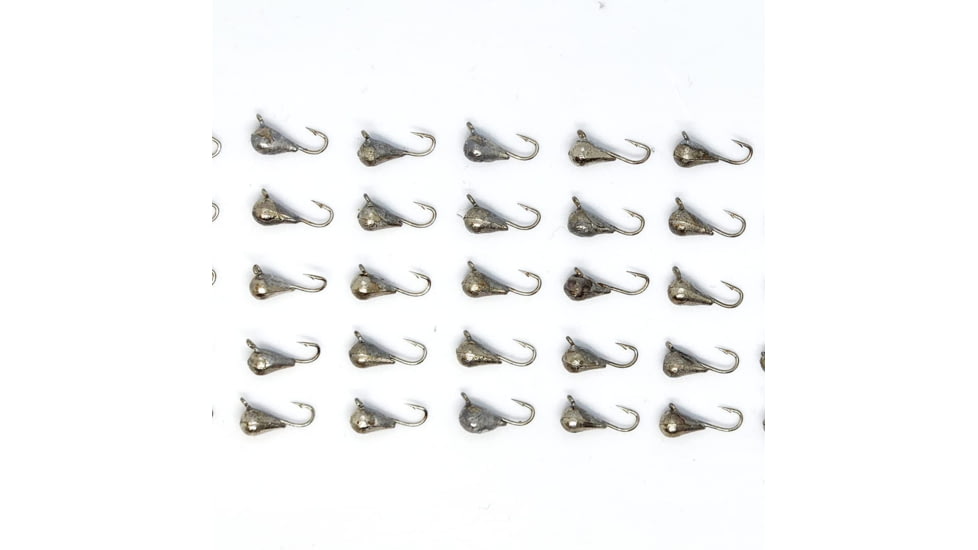 Vexan 50-Pack Teardrop Ice Fishing Jigs, 12, Unpainted Tungsten Teardrop, 1.4g, 50p-pVTVTD-1.4g-12 Unp