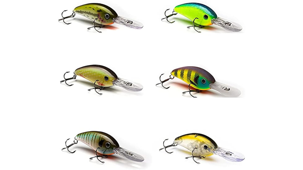Vexan 6-Pack Vern's Stoneroller 10 Crankbait Lures, Kit 2, Yellow/Blue/Gold/Green/Gray/Clear, 10 ft, Variety #2 VS 6-PK 10'