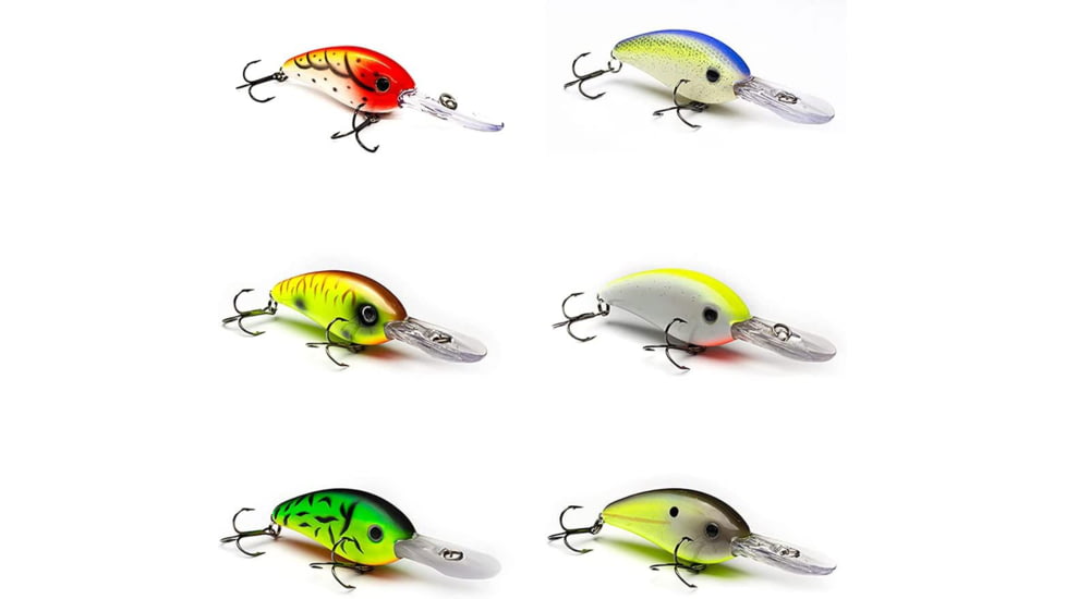 Vexan 6-Pack Verns Stoneroller 10 Crankbait Lures, Kit 1, Orange/Purple/Yellow/White/Green/Gray, 10 ft, Variety #1 VS 6-PK 10
