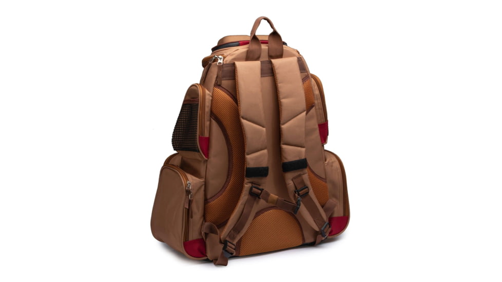 Vexan Backpack Tackle Box w/LED Light, Tan/Burgundy, Large, VI-BP-TR