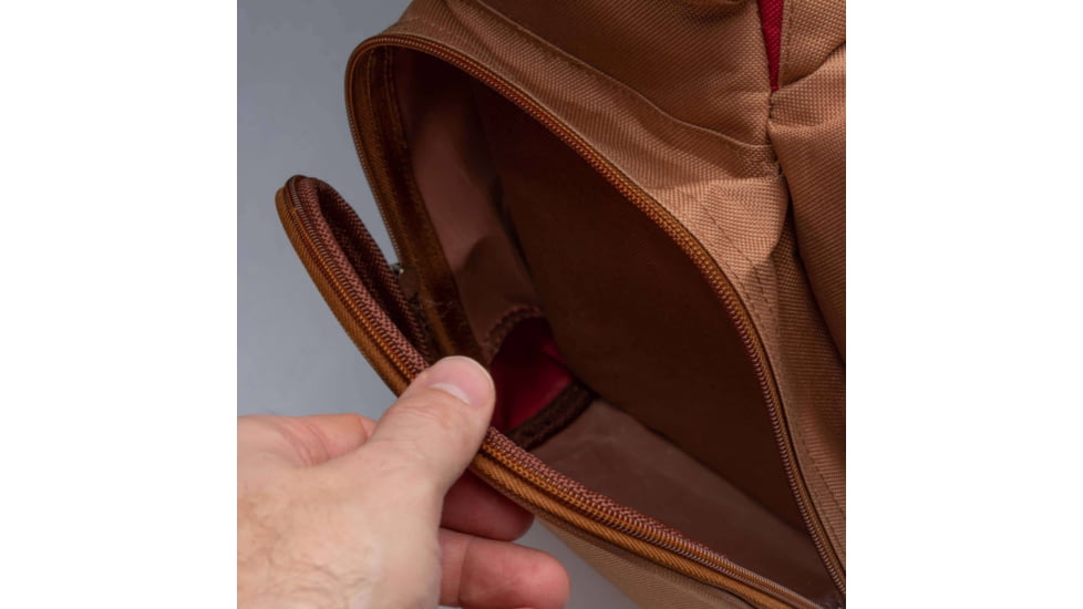 Vexan Backpack Tackle Box w/LED Light, Tan/Burgundy, Large, VI-BP-TR