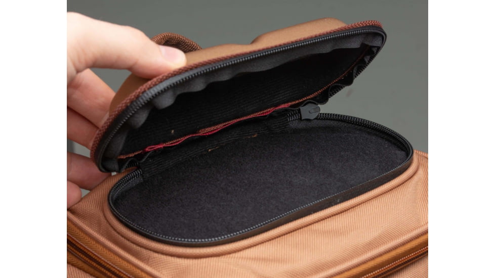 Vexan Backpack Tackle Box w/LED Light, Tan/Burgundy, Large, VI-BP-TR