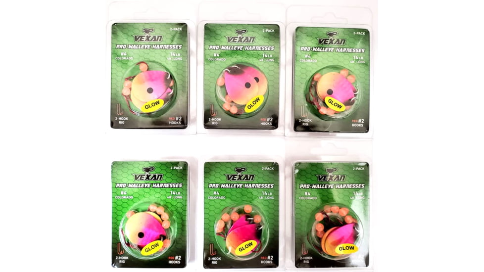 Vexan Crazy Corn Six 2-PacksGlow Walleye Crawler Harness, Crazy Corn, 48, Crazy Corn Six 2-Packs