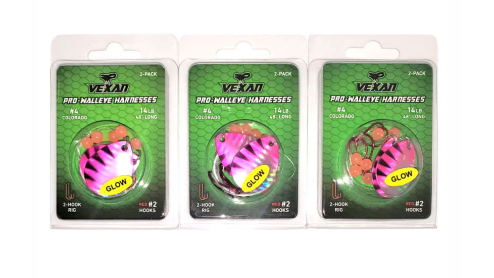 Vexan Holo Purple Three 2-Packs Glow Walleye Crawler Harness, Holo Purple, 48 in, Holo Purple Three 2-Packs