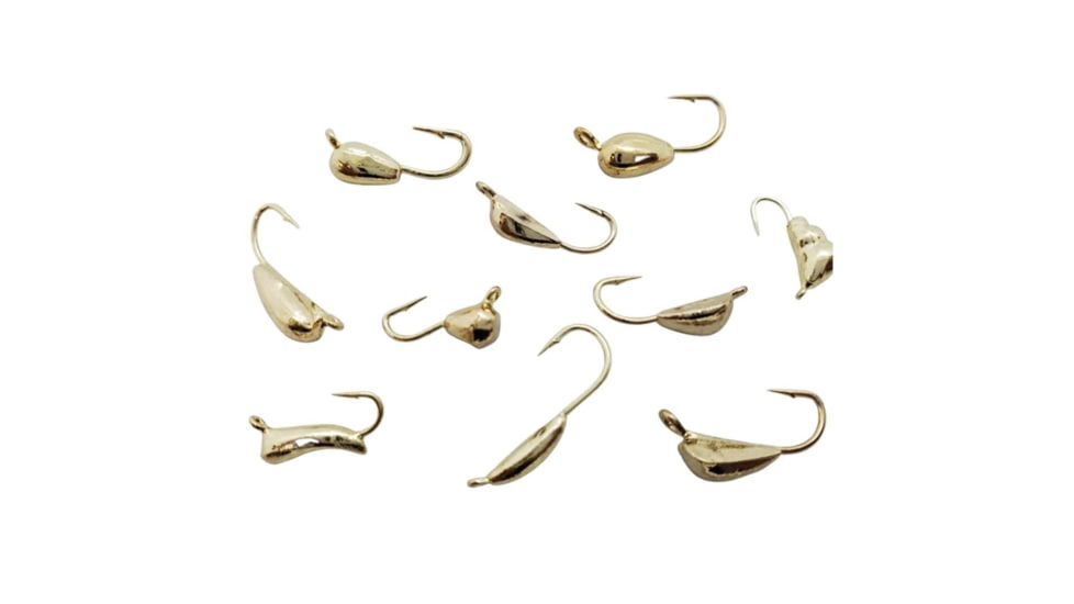 Vexan Ice Fishing Jigs, Tungsten Gold, 10-Pack, Tungsten-TEN 4mm