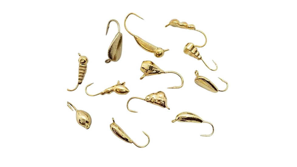Vexan Ice Fishing Jigs, Tungsten Gold, 12-Pack, G3-X46F-2M3F