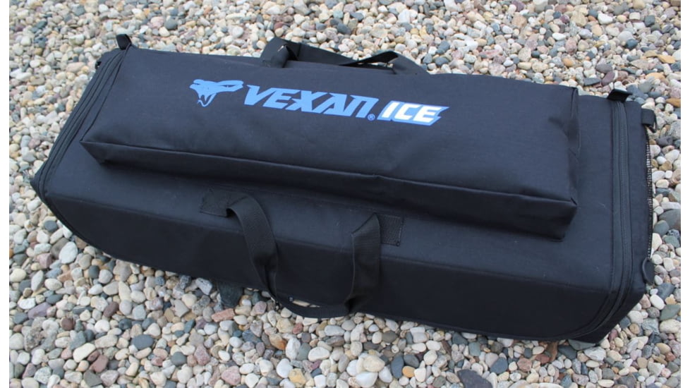 Vexan Ice Fishing Rod &amp; Tackle Bag 35 in includes 2 Free Tackle Boxes, Black/Blue, 35 in, VI-Semi-Hard-Bag