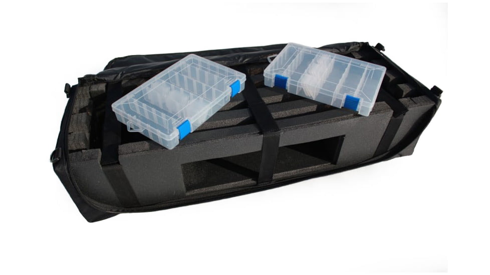 Vexan Ice Fishing Rod &amp; Tackle Bag 35 in includes 2 Free Tackle Boxes, Black/Blue, 35 in, VI-Semi-Hard-Bag