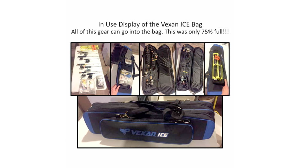 Vexan Ice Fishing Rod &amp; Tackle Bag 36 in Soft Case, Red, 3R-8D1J-W7F3