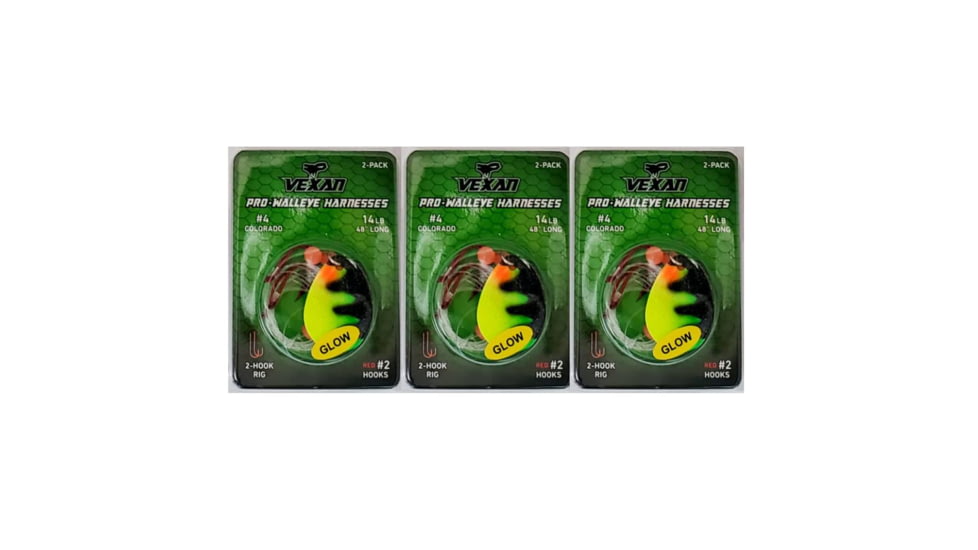 Vexan Perch Three 2-Packs Glow Walleye Crawler Harness, Perch, 48, Perch Three 2-Packs
