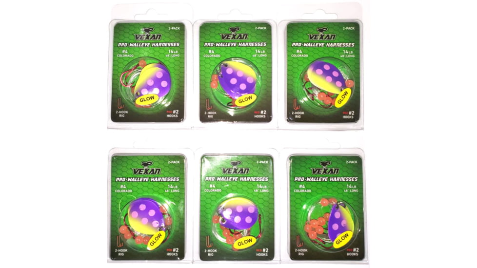 Vexan Purple Haze Six 2-Packs Glow Walleye Crawler Harness, Purple Haze, 48, Purple Haze Six 2-Packs