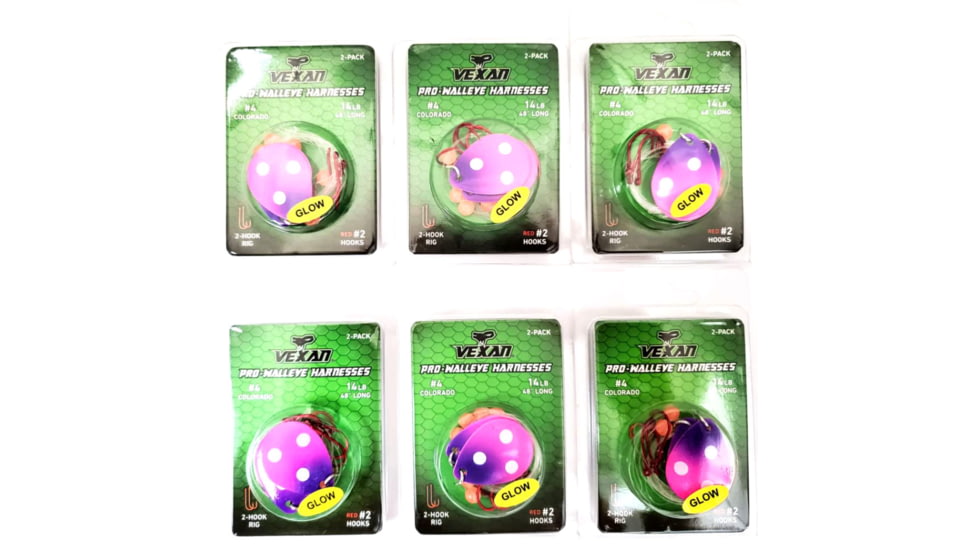 Vexan Slug Bug Six 2-Packs Glow Walleye Crawler Harness, Slug Bug, 48, Slug Bug Six 2-Packs