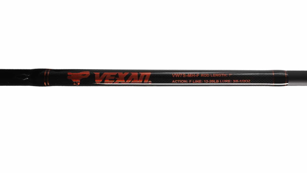 Vexan Walleye Rods, 7 ft 4 in, Medium Extra Fast Tip Spinning, Black/Orange, VW74S-M-XF