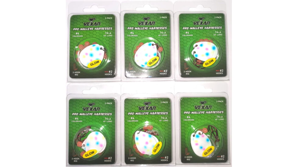 Vexan Wonderbread Six 2-Packs Glow Walleye Crawler Harness, Wonderbread, 48, Wonderbread Six 2-Packs