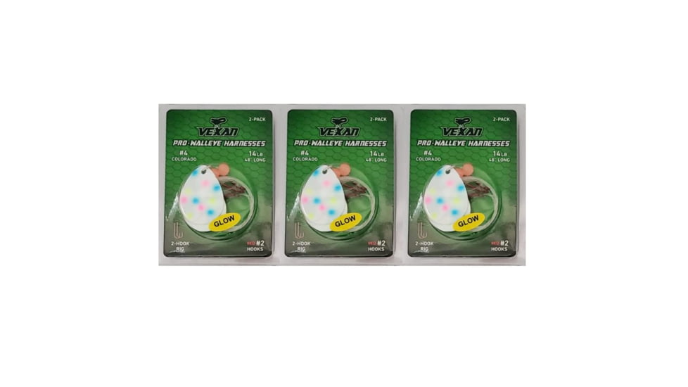 Vexan Wonderbread Three 2-Packs Glow Walleye Crawler Harness, Wonderbread, 48, Wonderbread Three 2-Packs