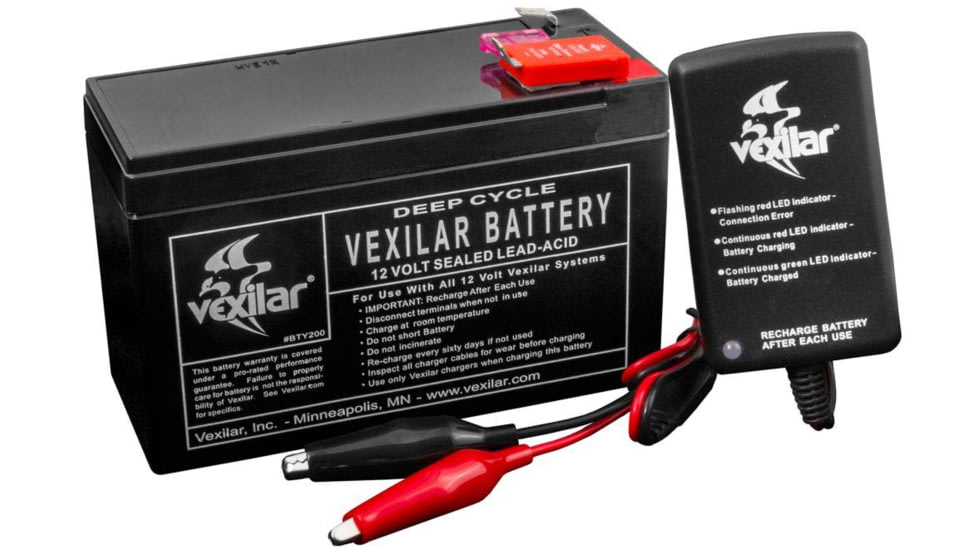 Vexilar 12 Volt/9 Amp Lead Acid Battery &amp; 1 Amp Charger System, Black, Regular, V-120