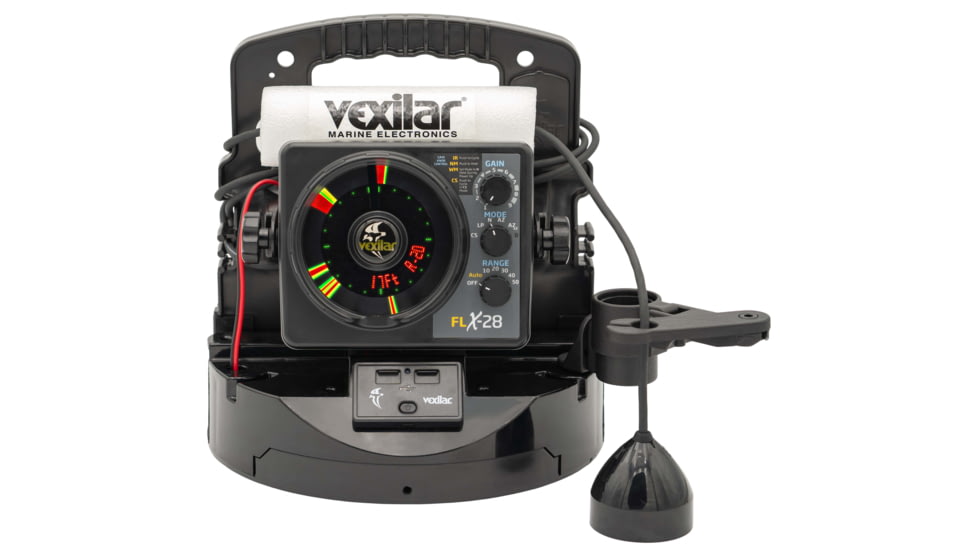 Vexilar FLX-28 Pro Pack Elite Sonar w/ ProView Ice-Ducer / Vexilar Lithium Battery, Black, PPEL28PV