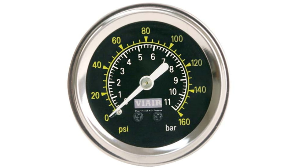 VIAIR 1.5in Single Needle Gauge, Black Face, No Light, 160 PSI, 90085
