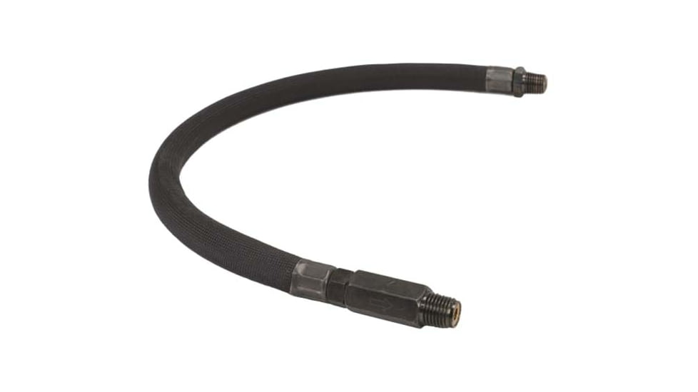 VIAIR 24in by 1/4in S.S. Leader Hose w/ Black Sleeve w/ check valve, 1/4in M to 1/4in M, NPT, Swivel, 92796
