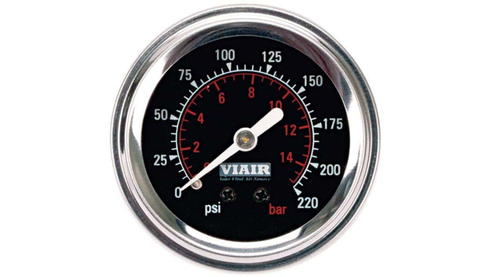 VIAIR 2in Single Needle Gauge, Black Face, Illuminated, 220 PSI, 90090
